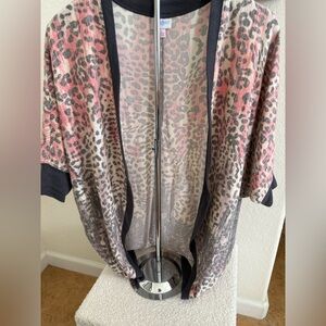 LuLaRoe Pink and Gray Leopard Print Duster